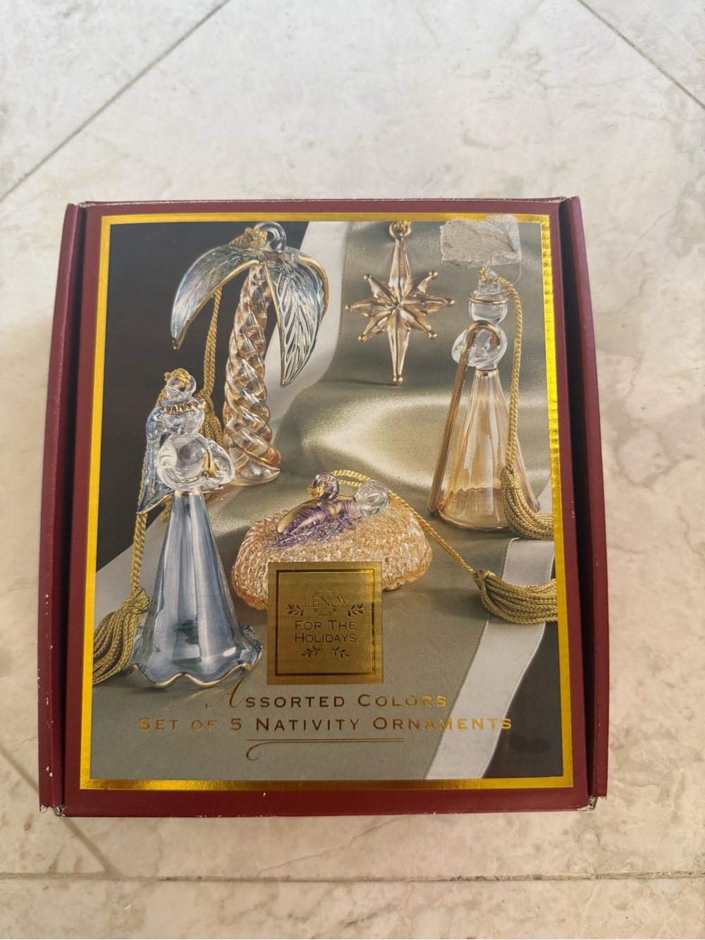Lenox 5 Assorted Colors Nativity Ornaments - Holiday Home Decor (New In Box)